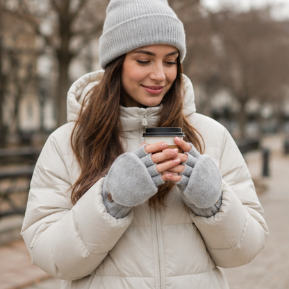 Smart Winter Flip Mittens – Knitted Fingerless Convertible Gloves for Men and Women with Warm Thermal Protection