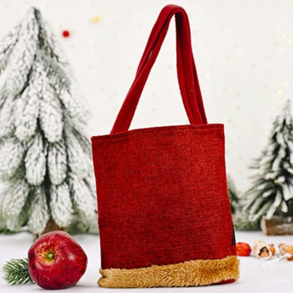 Christmas Linen Gift Bag – Reusable Candy Storage Sack for Holiday Parties and Festive Gift Packaging