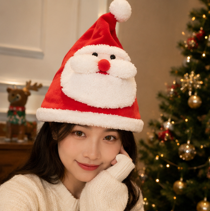 Soft Kawaii Plush Christmas Hat Toy – Electric Light-Up Moving Plush Doll with Animated Motion for Holiday Decor, Kids Gifts and Festive Christmas Fun