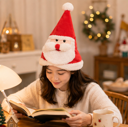 Soft Kawaii Plush Christmas Hat Toy – Electric Light-Up Moving Plush Doll with Animated Motion for Holiday Decor, Kids Gifts and Festive Christmas Fun