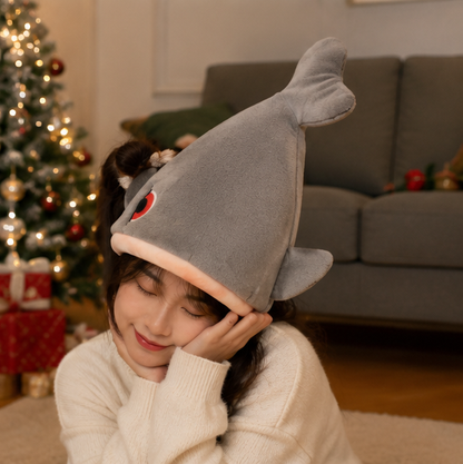 Soft Kawaii Plush Christmas Hat Toy – Electric Light-Up Moving Plush Doll with Animated Motion for Holiday Decor, Kids Gifts and Festive Christmas Fun