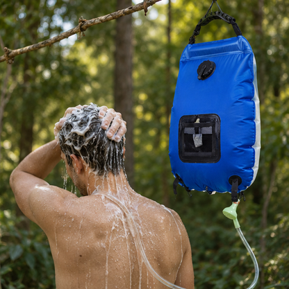 Solar Camping Shower Bag-20L Portable Outdoor Water Heating System with Hose and Shower Head for Travel Adventures