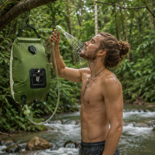 Solar Camping Shower Bag-20L Portable Outdoor Water Heating System with Hose and Shower Head for Travel Adventures