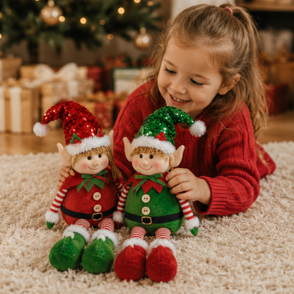 Stretchable Christmas Elf Figurine Set – Festive Wall Hanging Holiday Decoration for Christmas Parties, Mantels and Seasonal Home Decor