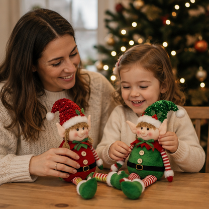 Stretchable Christmas Elf Figurine Set – Festive Wall Hanging Holiday Decoration for Christmas Parties, Mantels and Seasonal Home Decor