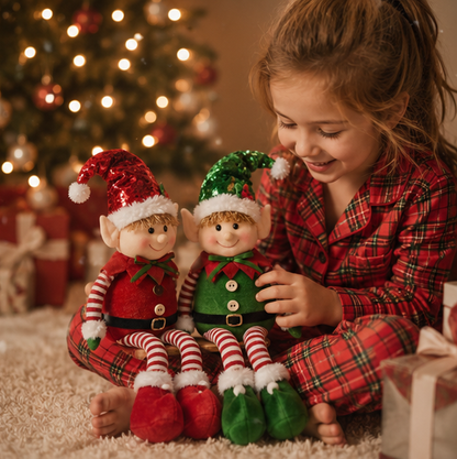 Stretchable Christmas Elf Figurine Set – Festive Wall Hanging Holiday Decoration for Christmas Parties, Mantels and Seasonal Home Decor