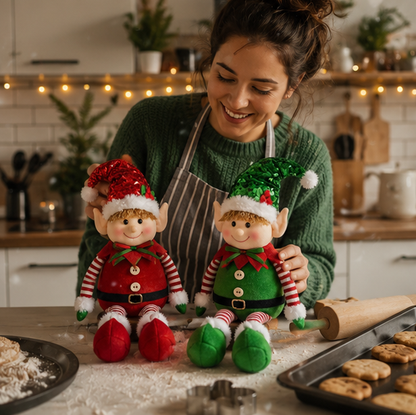 Stretchable Christmas Elf Figurine Set – Festive Wall Hanging Holiday Decoration for Christmas Parties, Mantels and Seasonal Home Decor