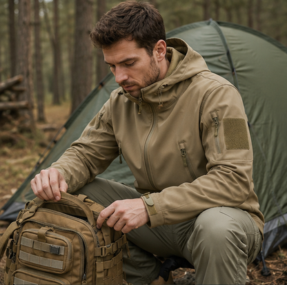 Tactical Soft Shell Jacket-Waterproof Windproof Military Coat for Hiking Training Outdoor Work and Adventure Travel