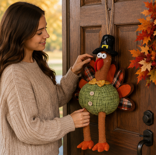 Thanksgiving Turkey Hanging Decoration – Festive Autumn Harvest Dangling Ornament for Seasonal Home, Porch and Fall Holiday Displays