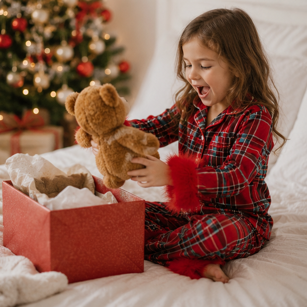 Toddler Christmas Pajama Set – Santa Claus Snowflake Sleepwear with Cozy Fur Trim for Holiday Family Photos and Winter Comfort