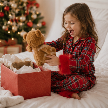 Toddler Christmas Pajama Set – Santa Claus Snowflake Sleepwear with Cozy Fur Trim for Holiday Family Photos and Winter Comfort