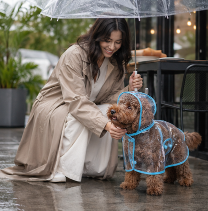 Transparent Hooded Pet Raincoat - Waterproof Puppy and Dog Rainwear Jacket for Outdoor Walks, Travel and All-Weather Protection