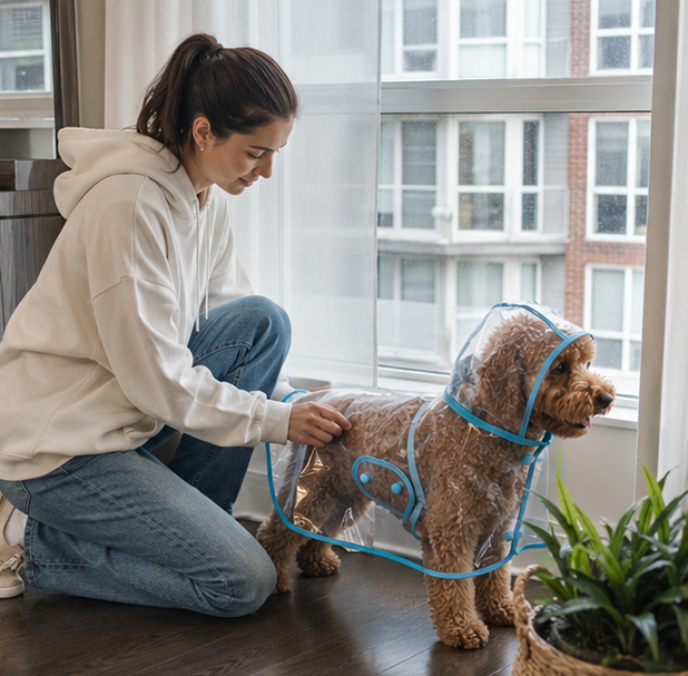 Transparent Hooded Pet Raincoat - Waterproof Puppy and Dog Rainwear Jacket for Outdoor Walks, Travel and All-Weather Protection