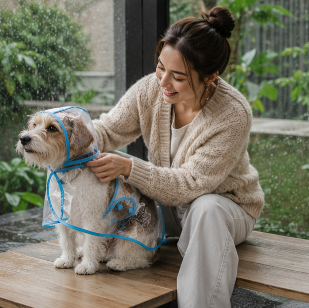 Transparent Hooded Pet Raincoat - Waterproof Puppy and Dog Rainwear Jacket for Outdoor Walks, Travel and All-Weather Protection