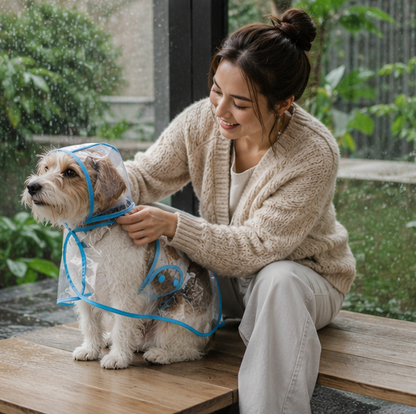 Transparent Hooded Pet Raincoat - Waterproof Puppy and Dog Rainwear Jacket for Outdoor Walks, Travel and All-Weather Protection