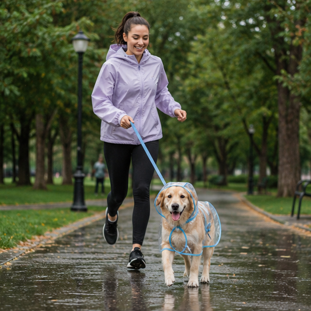 Transparent Hooded Pet Raincoat - Waterproof Puppy and Dog Rainwear Jacket for Outdoor Walks, Travel and All-Weather Protection