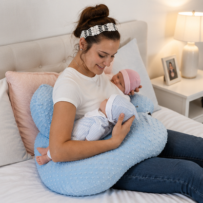 Twin Nursing Pillow Cushion - Multifunctional Baby Feeding Support Pillow with Anti-Spit Design for Comfortable Breastfeeding