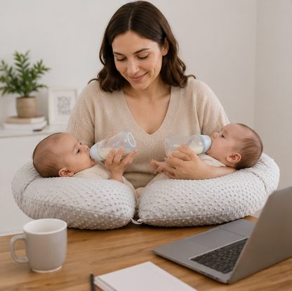 Twin Nursing Pillow Cushion - Multifunctional Baby Feeding Support Pillow with Anti-Spit Design for Comfortable Breastfeeding