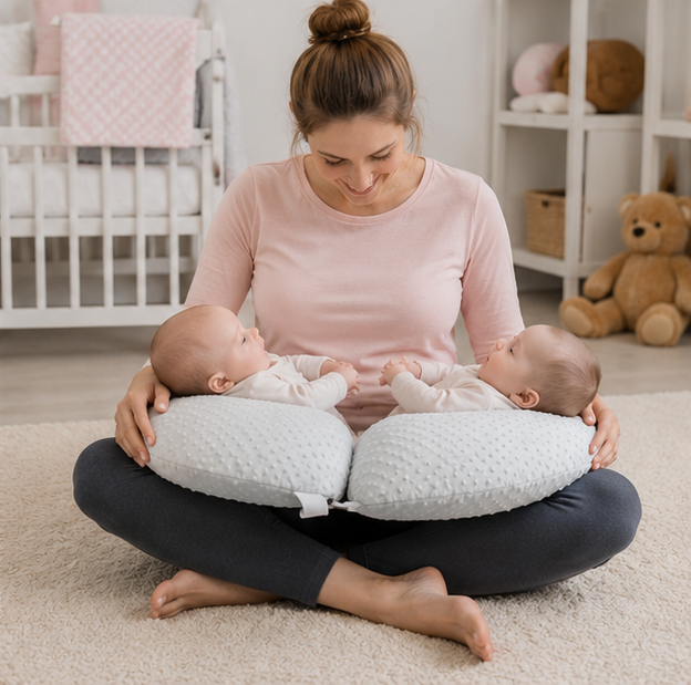 Twin Nursing Pillow Cushion - Multifunctional Baby Feeding Support Pillow with Anti-Spit Design for Comfortable Breastfeeding