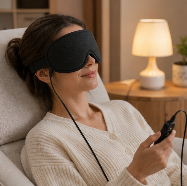 USB Heated Eye Mask – Vibration Eye Massager for Warm Compress, Sleep Support and Eye Strain Relief