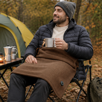 USB Heated Wearable Blanket - Portable Electric Shawl with Power Bank for Home Office and Winter Comfort