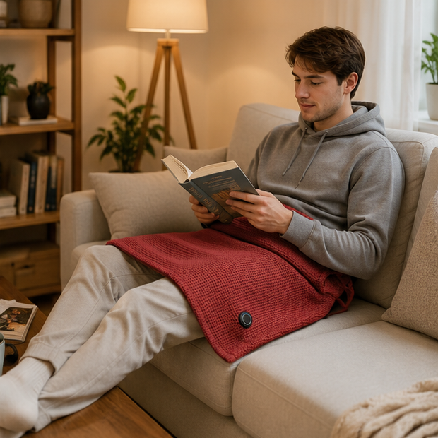 USB Heated Wearable Blanket - Portable Electric Shawl with Power Bank for Home Office and Winter Comfort