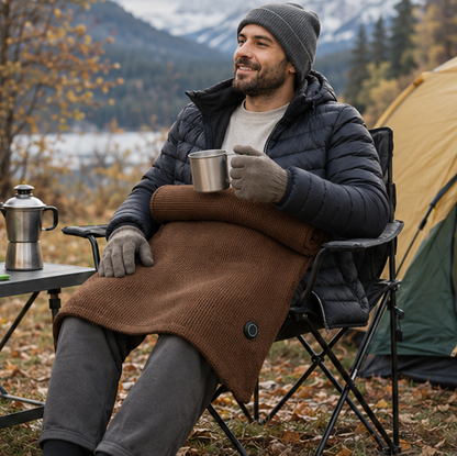 USB Heated Wearable Blanket - Portable Electric Shawl with Power Bank for Home Office and Winter Comfort
