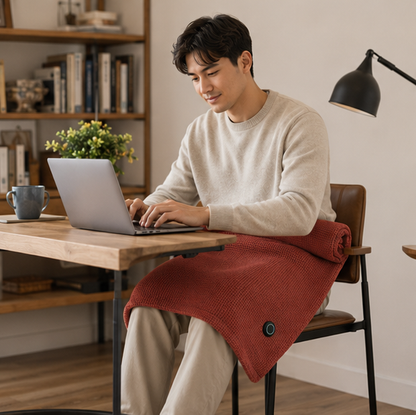 USB Heated Wearable Blanket - Portable Electric Shawl with Power Bank for Home Office and Winter Comfort