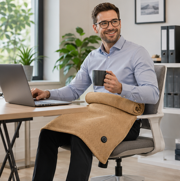 USB Heated Wearable Blanket - Portable Electric Shawl with Power Bank for Home Office and Winter Comfort