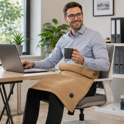USB Heated Wearable Blanket - Portable Electric Shawl with Power Bank for Home Office and Winter Comfort