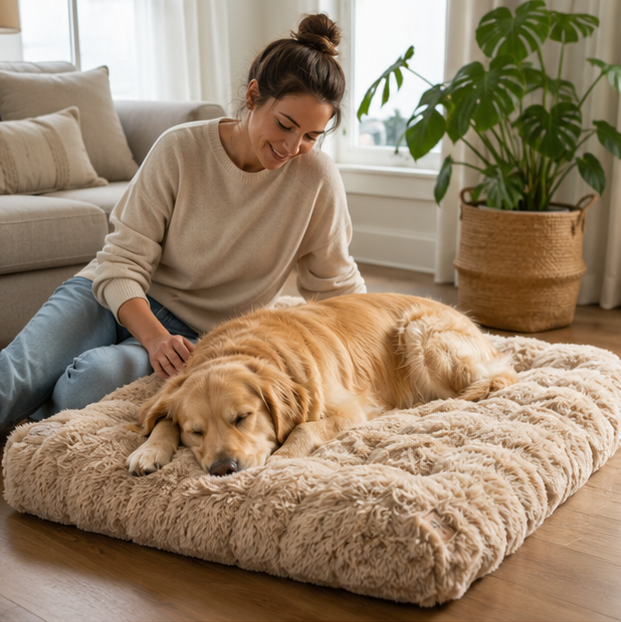 Ultra Plush Dog Bed – Soft Washable Pet Cushion Mattress for Large Dogs, Crates and Comfortable Sleep