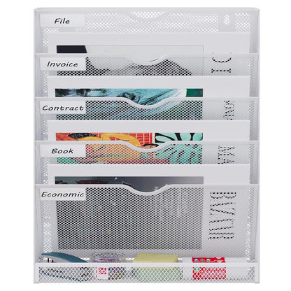 Mesh File Organizer – 5-Tier Desktop and Wall Mount Document Holder for Letters, Mail, Files and Office Organization