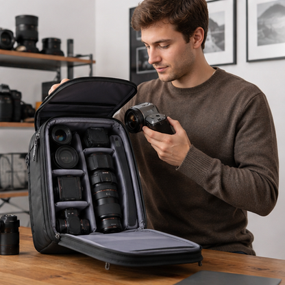 Waterproof Camera Backpack – DSLR Drone Travel Bag with Laptop Storage and Tripod Holder