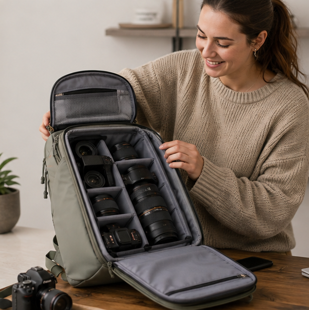 Waterproof Camera Backpack – DSLR Drone Travel Bag with Laptop Storage and Tripod Holder