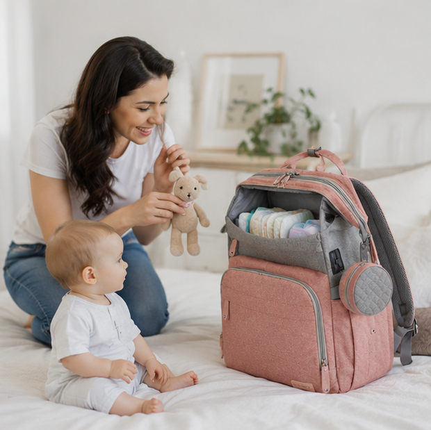 Waterproof Diaper Backpack - Large Capacity Baby Bag with Insulated Bottle Pockets for Moms, Travel and Nursery Organization