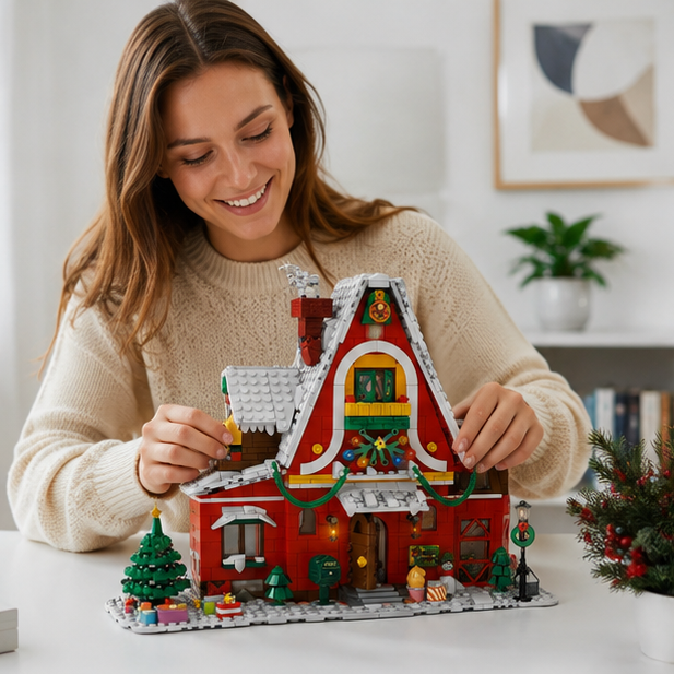 Winter Village Building Block Set – Christmas House Model Bricks for Creative Display, Family Building and Holiday Gifts