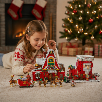 Winter Village Building Block Set – Christmas House Model Bricks for Creative Display, Family Building and Holiday Gifts