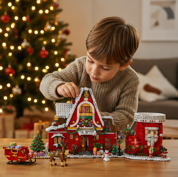Winter Village Building Block Set – Christmas House Model Bricks for Creative Display, Family Building and Holiday Gifts