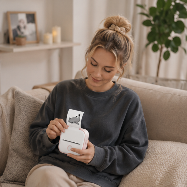 Wireless Mini Thermal Printer-Portable Pocket Sticker Printer for Journals Notes DIY Crafts and Student Organization