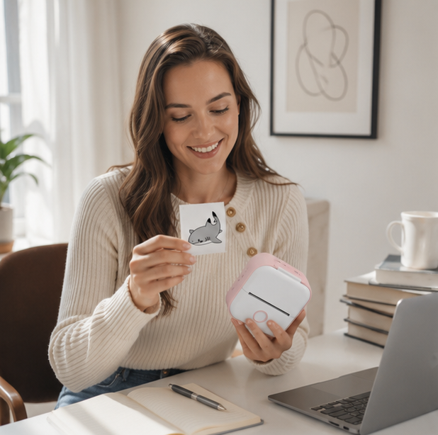 Wireless Mini Thermal Printer-Portable Pocket Sticker Printer for Journals Notes DIY Crafts and Student Organization