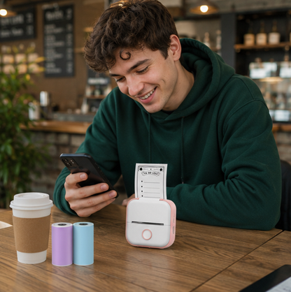 Wireless Mini Thermal Printer-Portable Pocket Sticker Printer for Journals Notes DIY Crafts and Student Organization