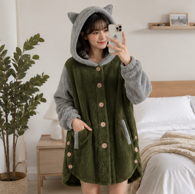 Women's Cat Ear Hoodie - Fleece Pullover Sweatshirt with Cute Print and Plus Size Comfort
