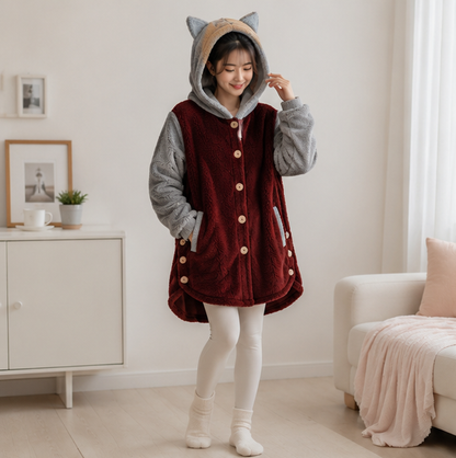 Women's Cat Ear Hoodie - Fleece Pullover Sweatshirt with Cute Print and Plus Size Comfort