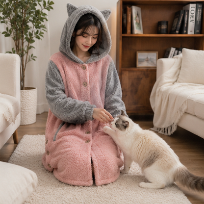 Women's Cat Ear Hoodie - Fleece Pullover Sweatshirt with Cute Print and Plus Size Comfort