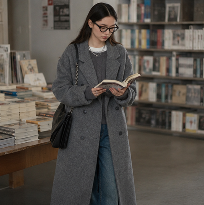 Women's Double Breasted Wool Coat – Long Double Sided Winter Overcoat for Elegant Warmth and Timeless Fashion