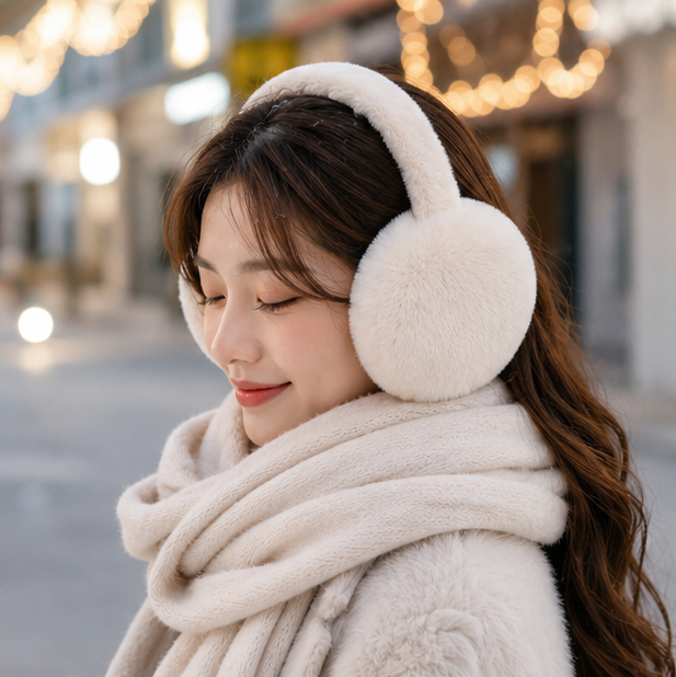 Women's Plush Winter Earmuffs – Foldable Soft Ear Warmers for Outdoor Travel, Daily Wear and Cold Weather Protection