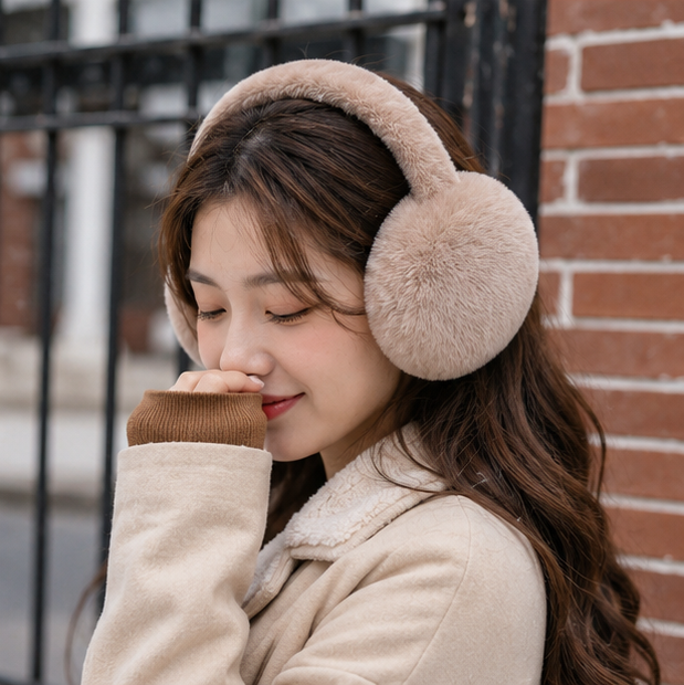 Women's Plush Winter Earmuffs – Foldable Soft Ear Warmers for Outdoor Travel, Daily Wear and Cold Weather Protection