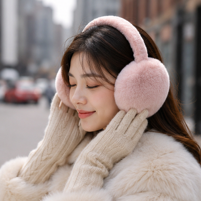 Women's Plush Winter Earmuffs – Foldable Soft Ear Warmers for Outdoor Travel, Daily Wear and Cold Weather Protection