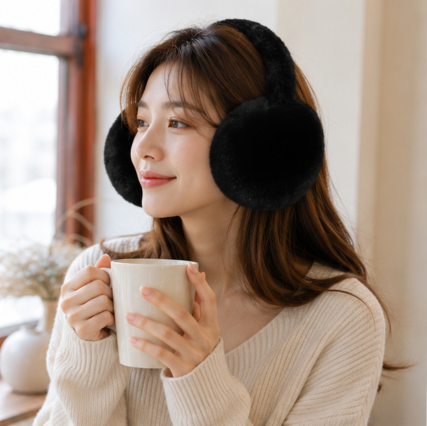 Women's Plush Winter Earmuffs – Foldable Soft Ear Warmers for Outdoor Travel, Daily Wear and Cold Weather Protection
