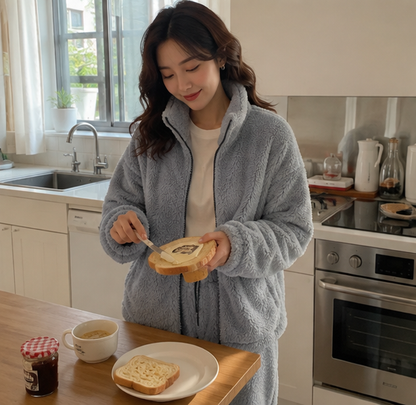 Women’s Turtleneck Pajama Set – Thick Warm Korean Sleepwear for Cozy Winter Lounging and Relaxation